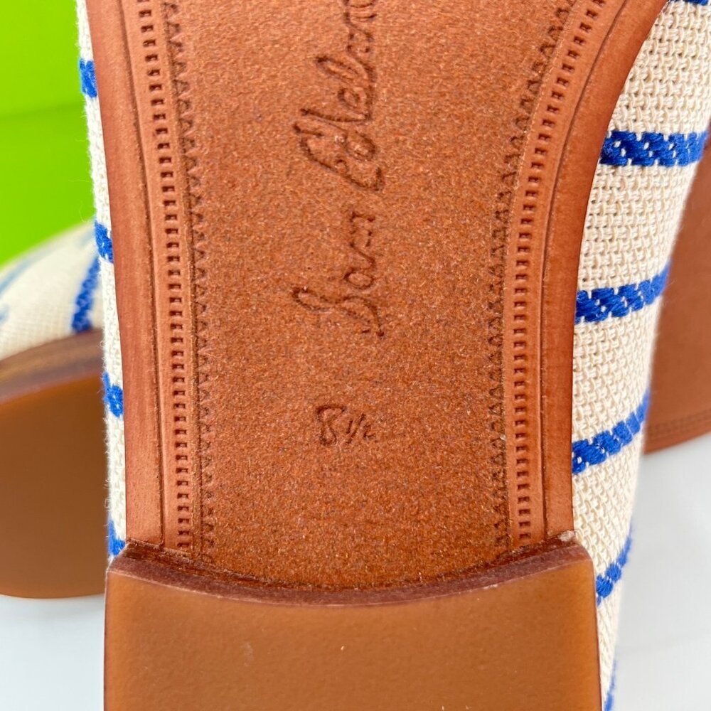 Sam Edelman Loraine Loafer Cobalt Stripe Size 8.5 Fabric Bit Almond Toe Flat - Picture 11 of 13